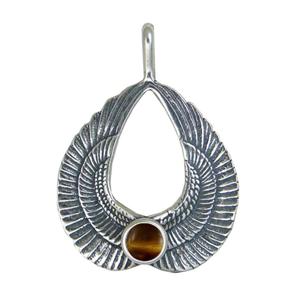 Sterling Silver Wings of Love Pendant With Tiger Eye